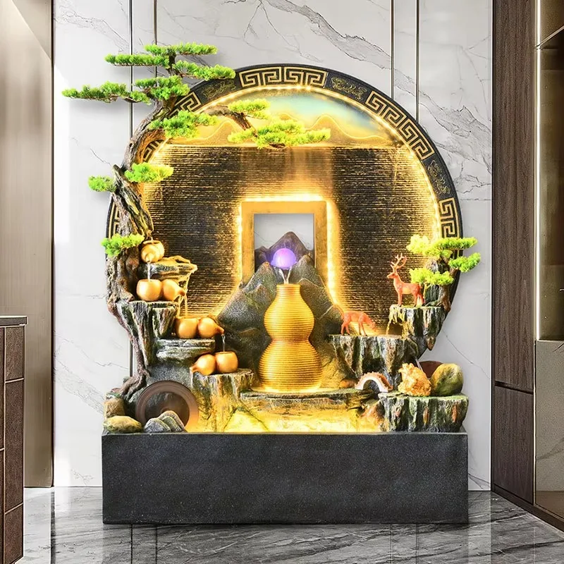 Large Zen-style Resin Office Decorative Ornament Round Water Curtain Wall Flowing Screen Rockery Fountain Circulating
Large Zen-style Resin Office Decorative Ornament Round Water Curtain Wall Flowing Screen Rockery Fountain Circulating
