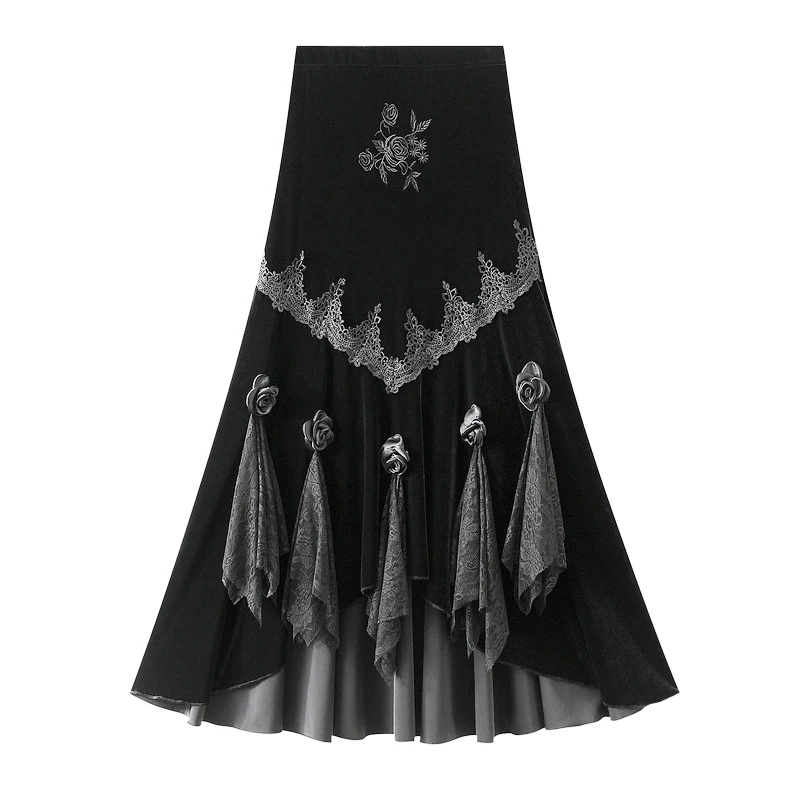 Винтажная женская юбка, готическая бархатная юбка-миди с высокой талией, кружевные юбки трапециевидной формы с 3D цветочным принтом
Винтажная женская юбка, готическая бархатная юбка-миди с высокой талией, кружевные юбки трапециевидной формы с 3D цветочным принтом