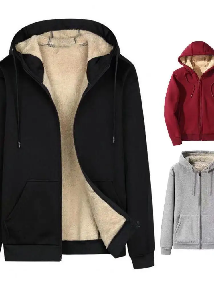Thiened Hoodie Cardigan Men's Pure Color Hooded Sweater Open Cardigan Warm Casual Loose Fit Long Sve Autumn Winter Wear
Thiened Hoodie Cardigan Men's Pure Color Hooded Sweater Open Cardigan Warm Casual Loose Fit Long Sve Autumn Winter Wear