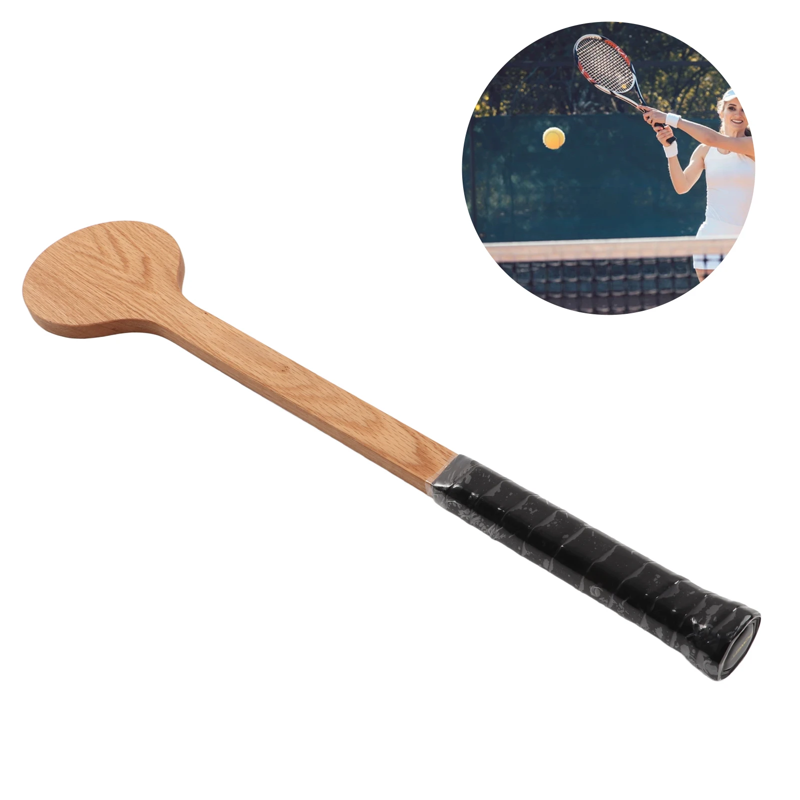 Tennis Pointer Spoon Wood Sweet Pointer Trainer Racket Swing Practice Training Aid with Storage Bag for Exercise Sports