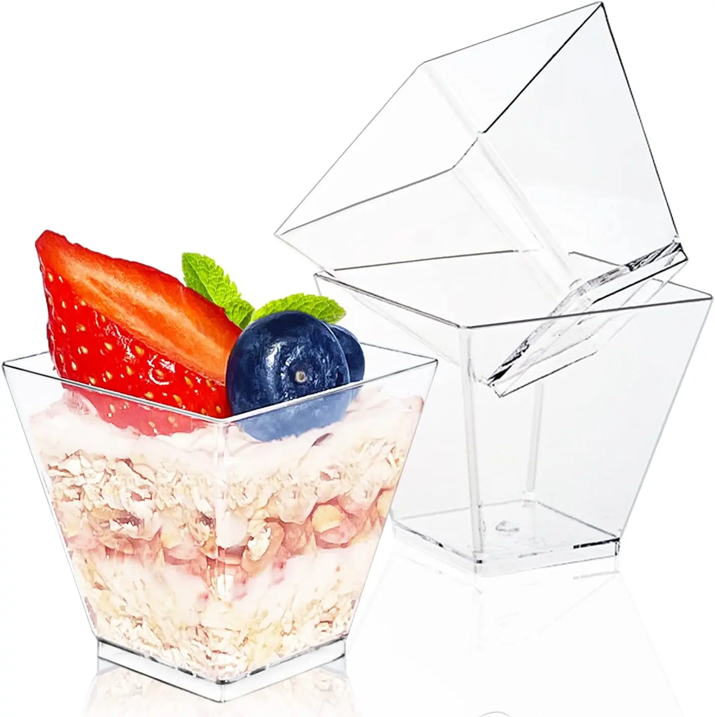 50Pcs Square Clear Plastic Dessert Cups 3.5Oz Parfait Appetizer Cups for Ice Cream, Mousse, Fruit Salads
50Pcs Square Clear Plastic Dessert Cups 3.5Oz Parfait Appetizer Cups for Ice Cream, Mousse, Fruit Salads