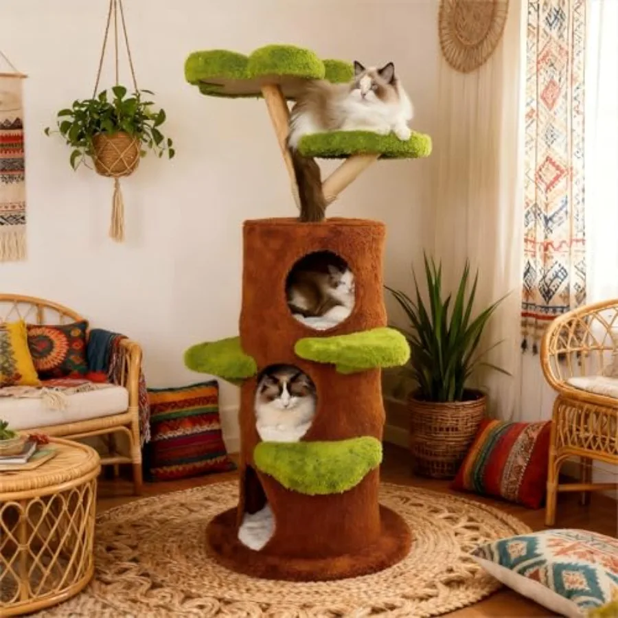 Modern Cat Tree Tower: 58Inch Tall Cat Tree for Large Cats with Multi Condos - Indoor Wood Cat Tree House Sturdy with Scratchin
Modern Cat Tree Tower: 58Inch Tall Cat Tree for Large Cats with Multi Condos - Indoor Wood Cat Tree House Sturdy with Scratchin