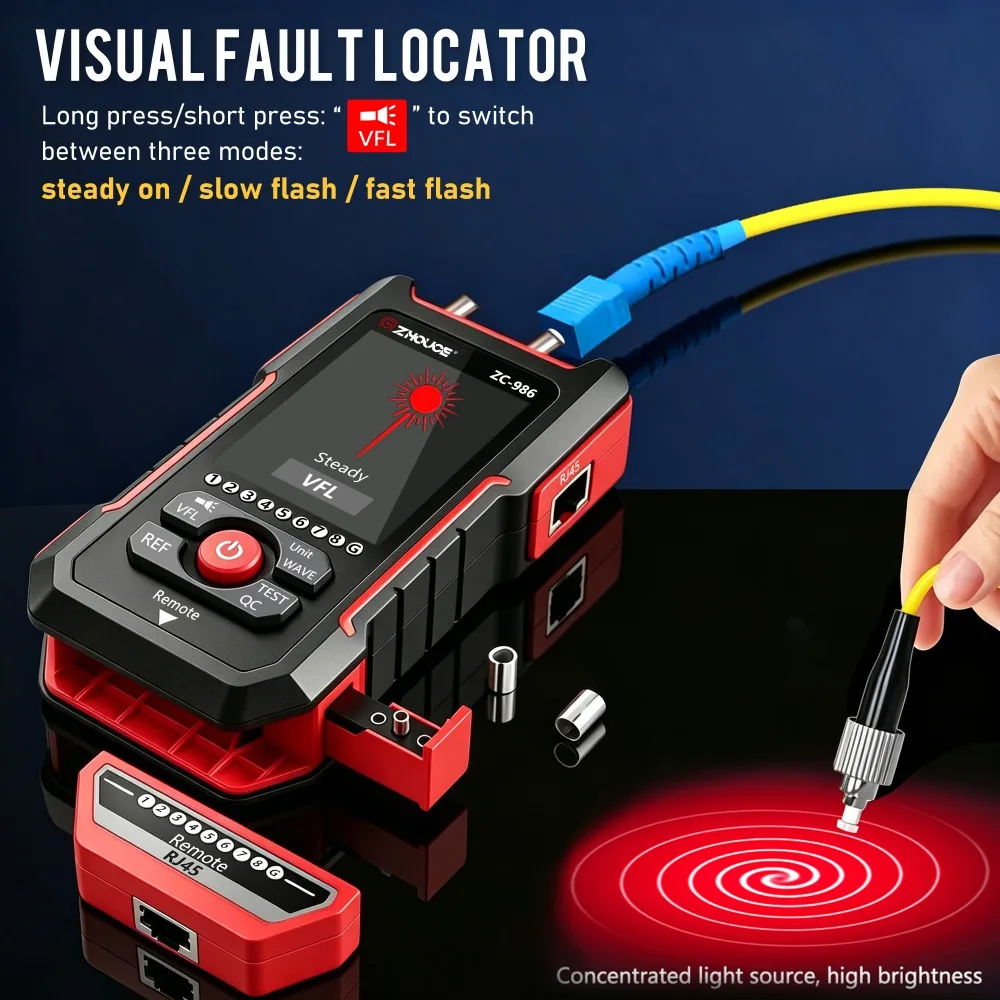 ZC-986 Multifunctional Testing Device Built-in Optical Power Meter VFL Wire Tracer NCV Voltage Detector For Fiber RJ45 RJ11
ZC-986 Multifunctional Testing Device Built-in Optical Power Meter VFL Wire Tracer NCV Voltage Detector For Fiber RJ45 RJ11