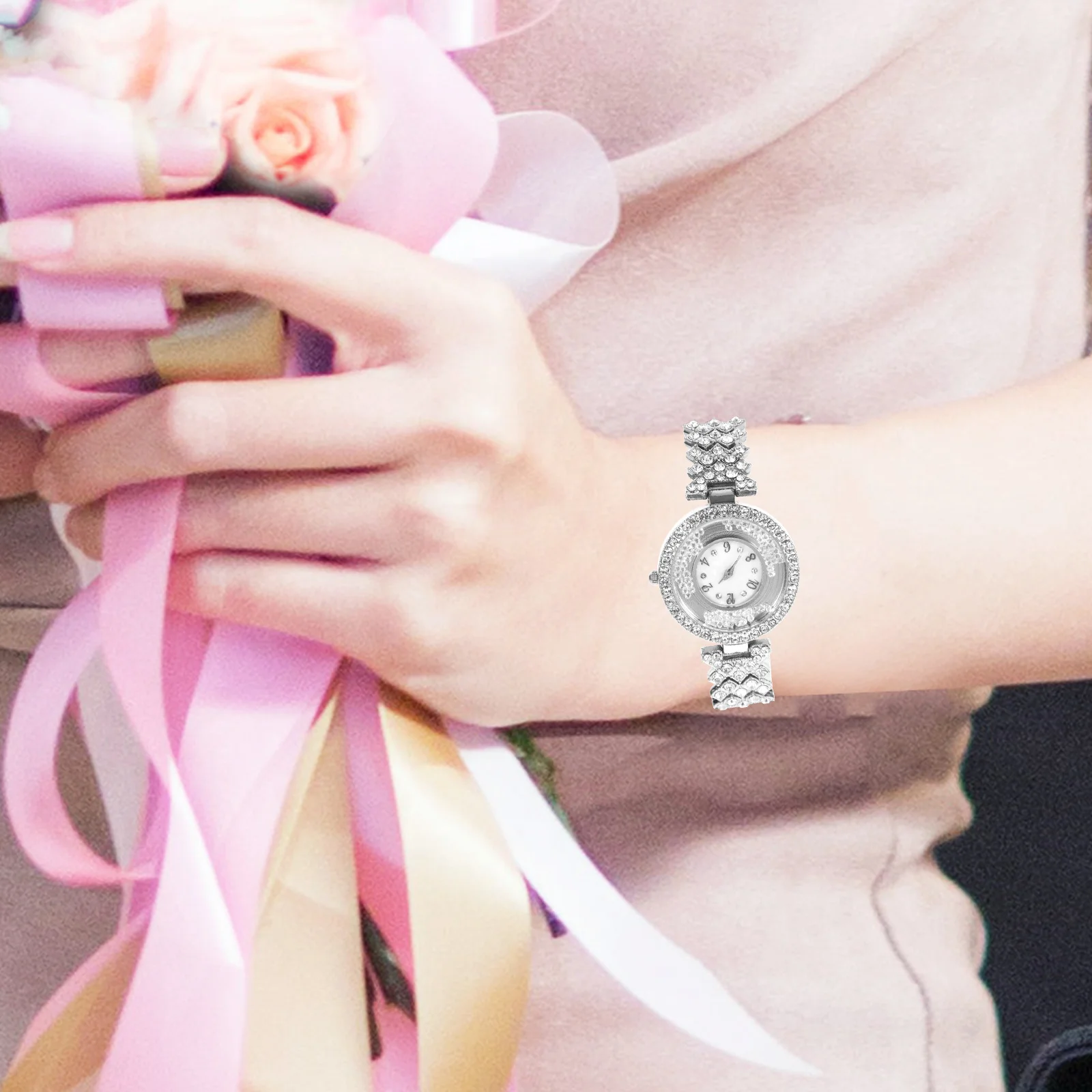 Rhinestone Steel Watch Stylish Diamond Encrusted Alloy Quartz Wrist Watches Fashion Lady Bracelet Silver
Rhinestone Steel Watch Stylish Diamond Encrusted Alloy Quartz Wrist Watches Fashion Lady Bracelet Silver