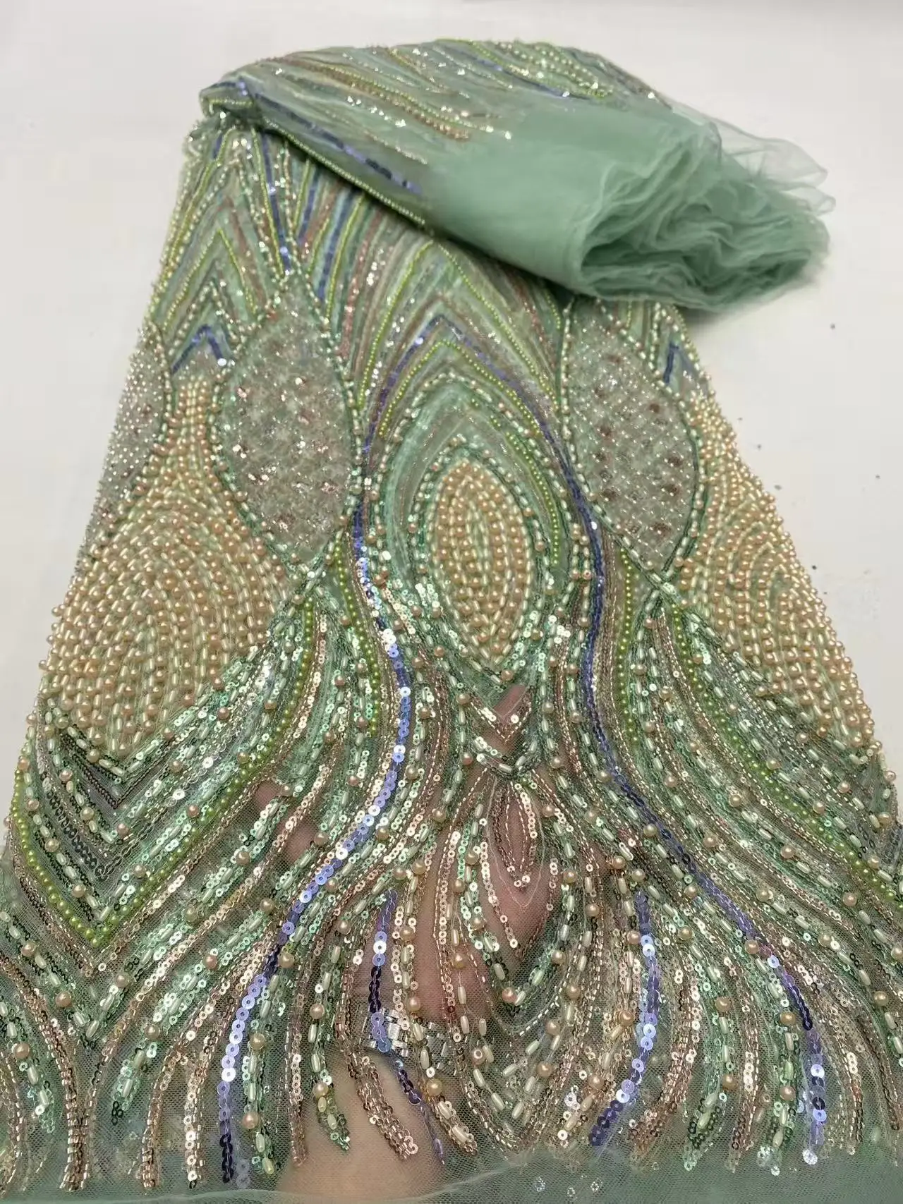 Nigerian Luxury Beaded Tulle Embroidery Lace Fabric French Heavy Handmade Sequins Net Lace Fabric for Bridal Dresses Fashion
Nigerian Luxury Beaded Tulle Embroidery Lace Fabric French Heavy Handmade Sequins Net Lace Fabric for Bridal Dresses Fashion