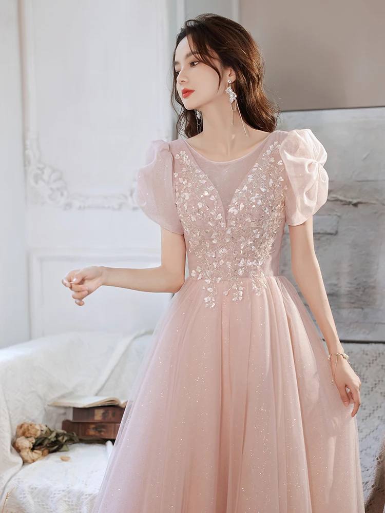 Elegant Pink Women Formal Dress Puff Sleeve Appliques Beaded Party Gowns 2022 New Classic Banquet Long Dresses
Elegant Pink Women Formal Dress Puff Sleeve Appliques Beaded Party Gowns 2022 New Classic Banquet Long Dresses