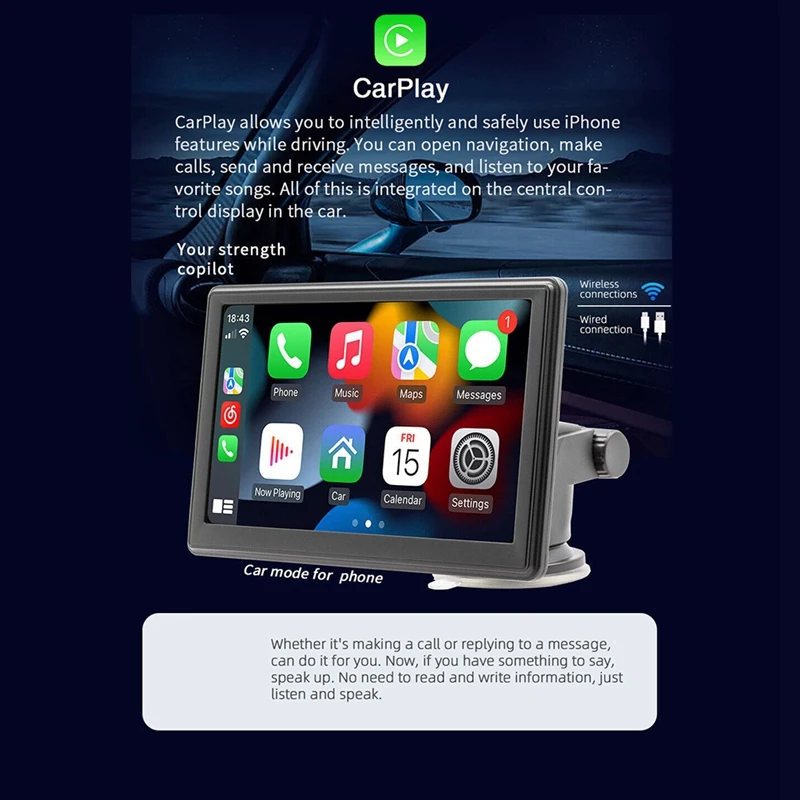7-дюймовый беспроводной Carplay Android автоплеер автомобильный GPS-навигатор соединение мобильного телефона мультимедиа Bluetooth автомобильный MP5
7-дюймовый беспроводной Carplay Android автоплеер автомобильный GPS-навигатор соединение мобильного телефона мультимедиа Bluetooth автомобильный MP5
