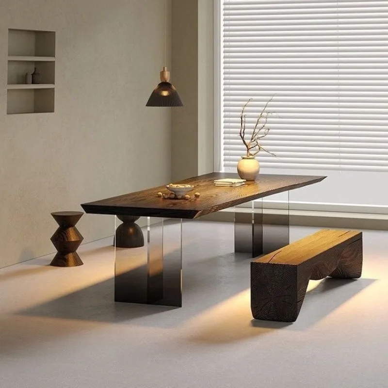 Solid wood carbonized tea table Whole board tea table Natural edge dining table Desk conference
Solid wood carbonized tea table Whole board tea table Natural edge dining table Desk conference