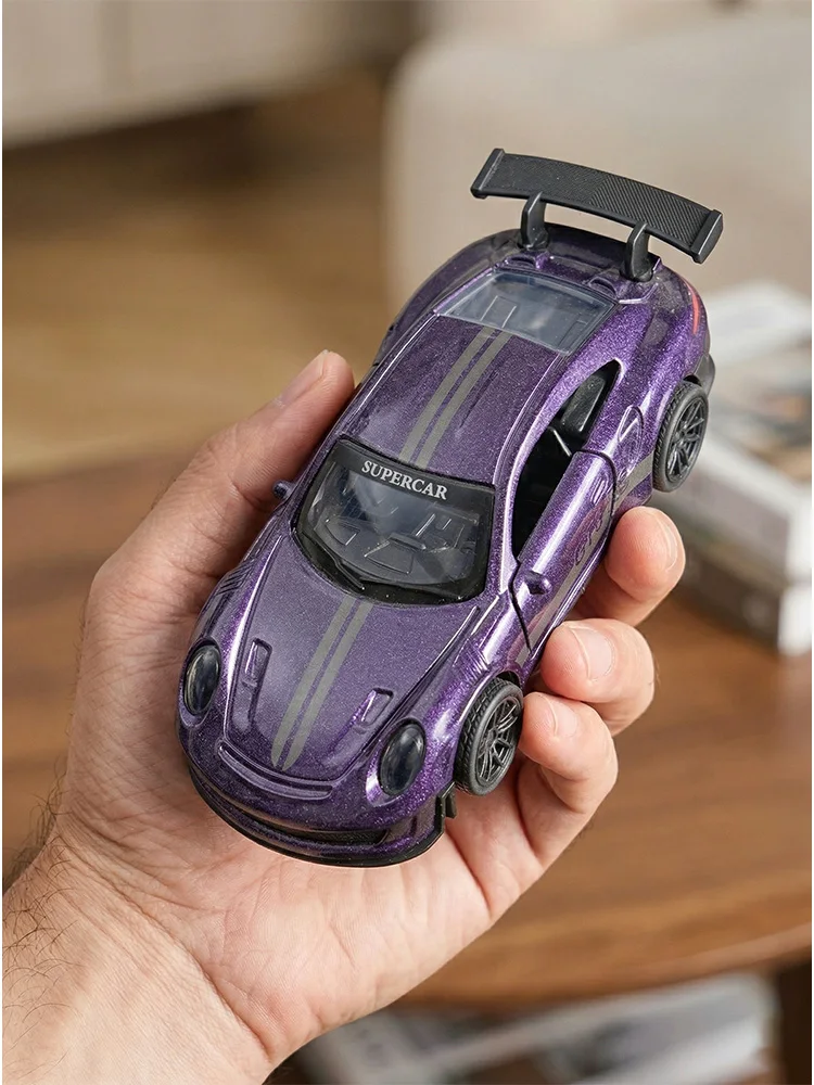 Diecast GT3 RS Model, Alloy Supercar Decor, 11cm Purple Collectible Vehicle with Openable Doors, Premium Ornament for Car Enthus Diecast GT3 RS Model, Alloy Supercar Decor, 11cm Purple Collectible Vehicle with Openable Doors, Premium Ornament for Car Enthus