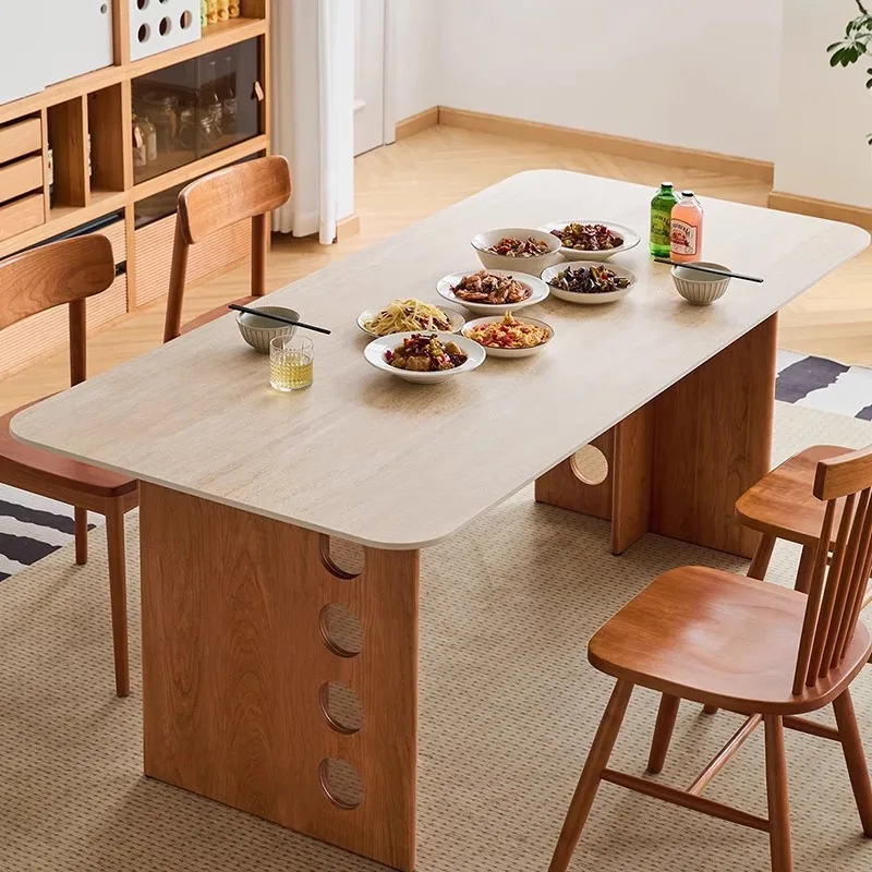 Combination of medieval cave stone slate dining table and chairs, small household apartment, all-solid wood dining table, one ta
Combination of medieval cave stone slate dining table and chairs, small household apartment, all-solid wood dining table, one ta