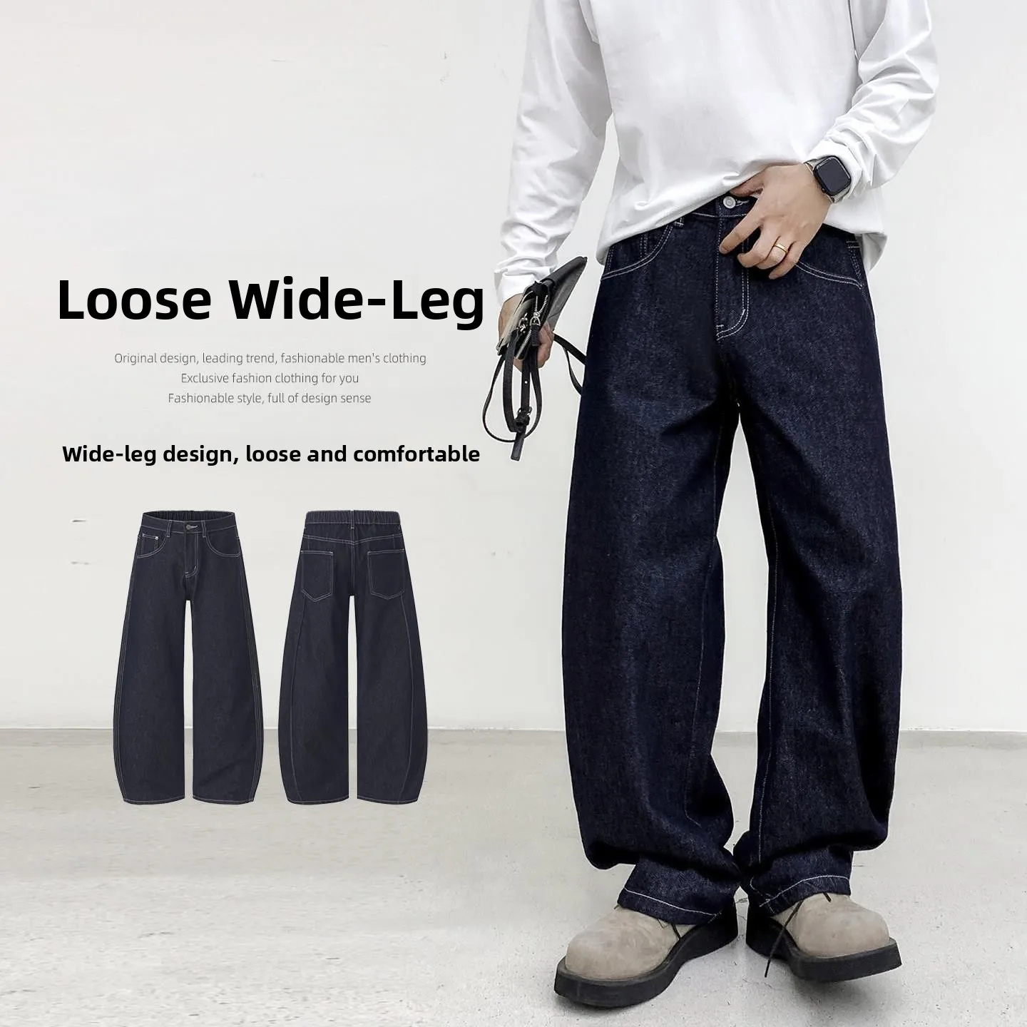 Trendy Men's Loose Fit Jeans with Zipper And Elastic Waist Half Beltable Knife Design Cotton Denim Casual Wear
Trendy Men's Loose Fit Jeans with Zipper And Elastic Waist Half Beltable Knife Design Cotton Denim Casual Wear