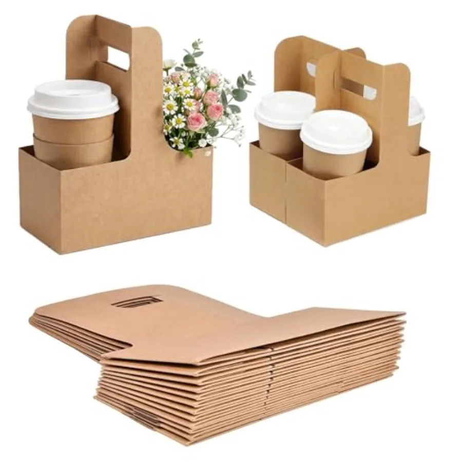 20 Pack Kraft Drink Carrier with Handles, 2 Cup Disposable Paper Cup Holder for Hot or Cold Drinks, Takeout, Cafe and Restauran
20 Pack Kraft Drink Carrier with Handles, 2 Cup Disposable Paper Cup Holder for Hot or Cold Drinks, Takeout, Cafe and Restauran
