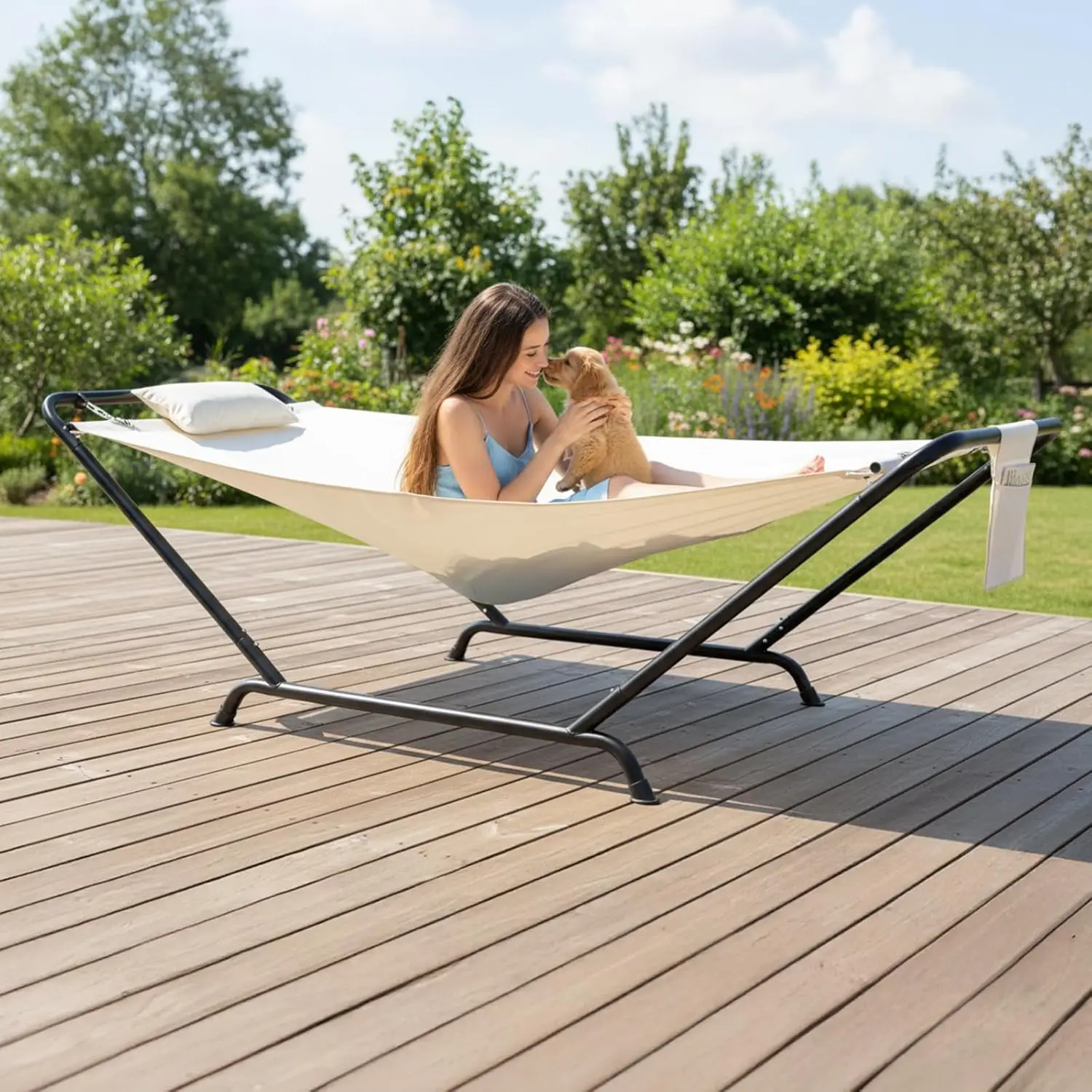 Beige Freestanding Hammock Bed with Stand Heavy Duty Portable Folding Set for Patio Backyard Garden 450lb, Customized
Beige Freestanding Hammock Bed with Stand Heavy Duty Portable Folding Set for Patio Backyard Garden 450lb, Customized