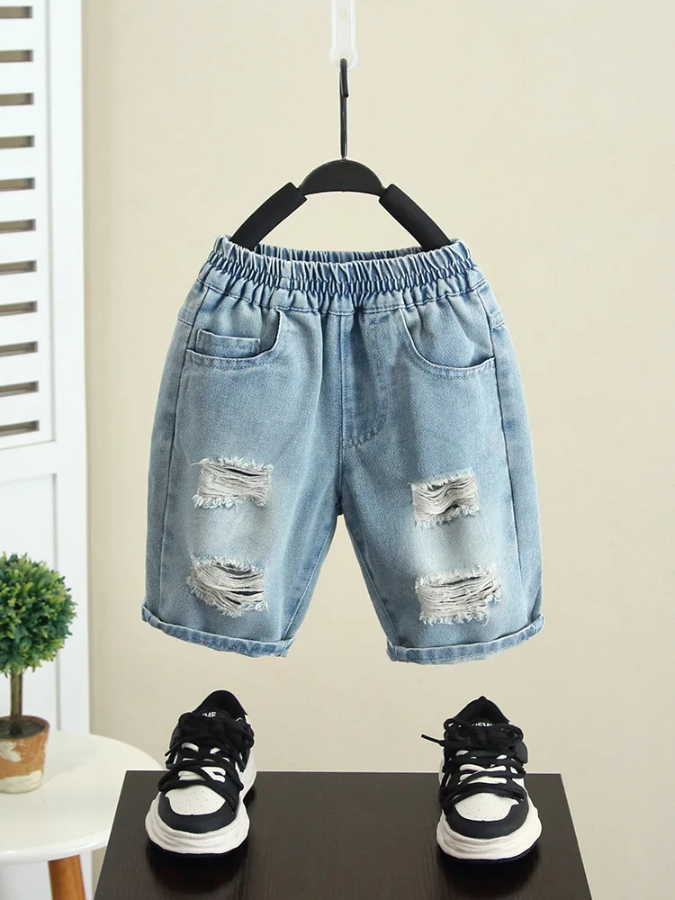 Summer Baby Boys Denim Shorts Fashion Children Ripped Hole Jeans Boy Casual Cowboy Shorts Child Toddler Beach Pants Size: 90-150
Summer Baby Boys Denim Shorts Fashion Children Ripped Hole Jeans Boy Casual Cowboy Shorts Child Toddler Beach Pants Size: 90-150