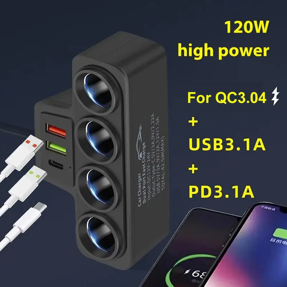 Car Inverter Charger 120W Car USB Charger Lighter Adapter 12V 24V Lighter Socket Splitter Road Trips Automotive Electronics
Car Inverter Charger 120W Car USB Charger Lighter Adapter 12V 24V Lighter Socket Splitter Road Trips Automotive Electronics