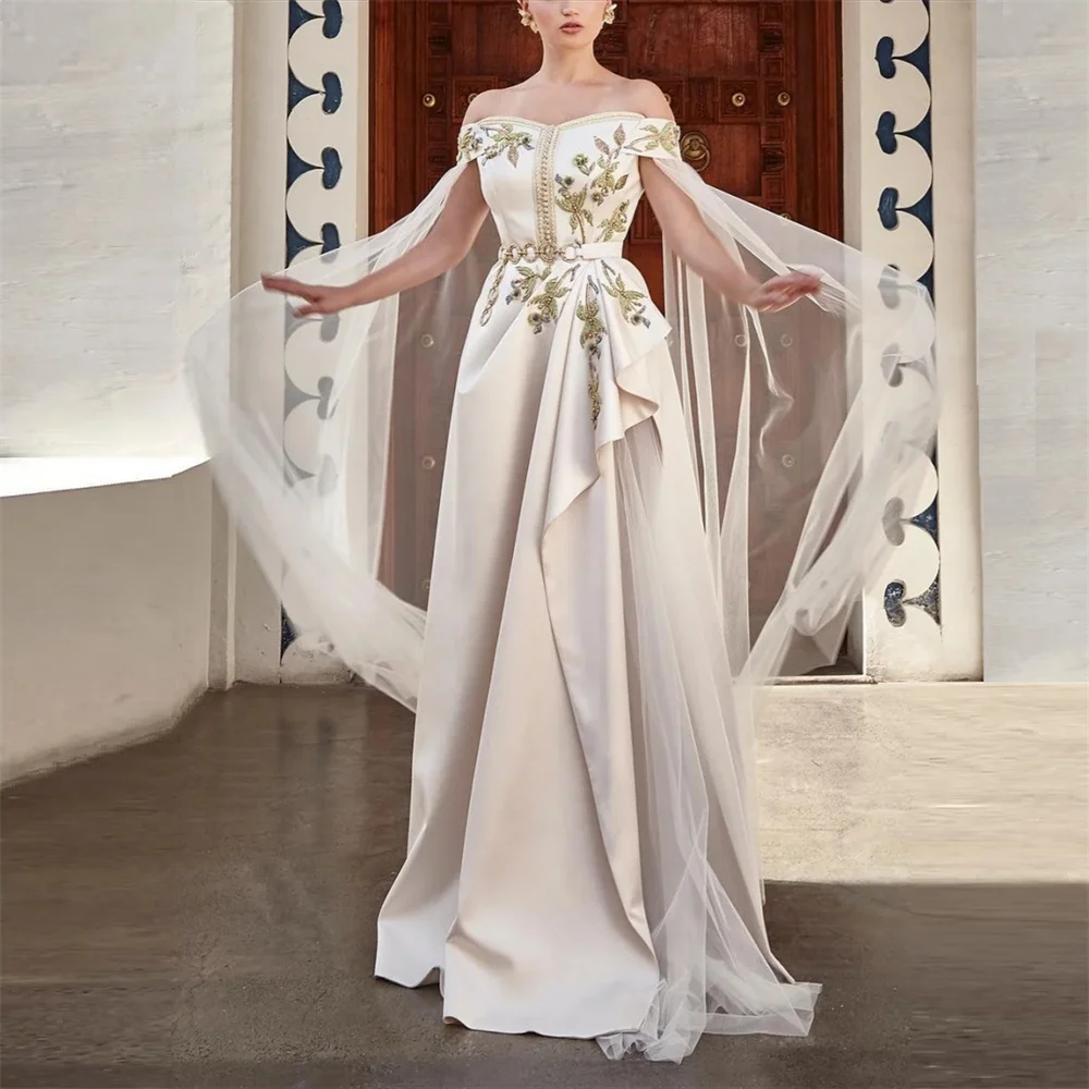 Customized Saudi Arabia Evening Dress Formal Off-the-shoulder A-line Floor Length Skirts Tulle Layered Sleeveless Embroidery Bes
Customized Saudi Arabia Evening Dress Formal Off-the-shoulder A-line Floor Length Skirts Tulle Layered Sleeveless Embroidery Bes