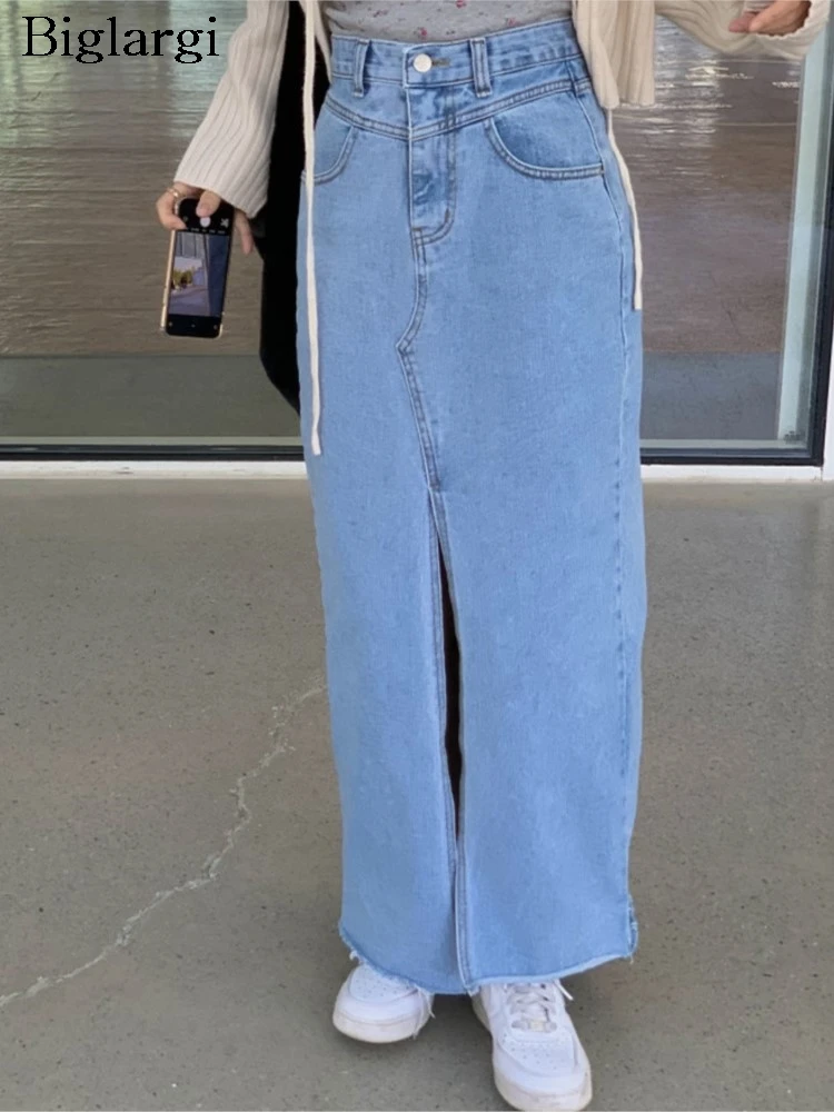 Denim Summer Long Skirt Women Split Fashion Casual High Waist Ladies Skirts Korean Style Pleated Woman Straight Skirt
Denim Summer Long Skirt Women Split Fashion Casual High Waist Ladies Skirts Korean Style Pleated Woman Straight Skirt