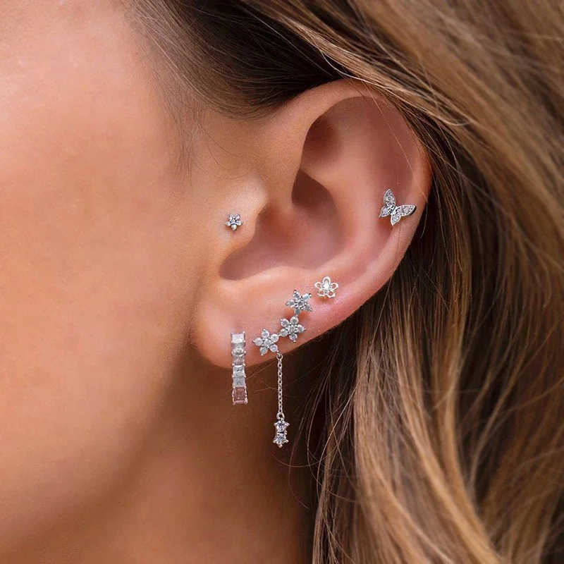 New Design Silver Color Star Chain Dangle Earrings Women Zircon Butterfly Stud Earrings Fashion Jewelry Set Gift Wholesale
New Design Silver Color Star Chain Dangle Earrings Women Zircon Butterfly Stud Earrings Fashion Jewelry Set Gift Wholesale