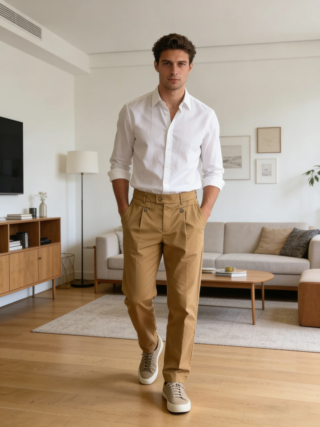 Men's Casual Minimalist Pleated Suit Pants with Pocket Comfortable Stylish Workwear Buttoned Fold Wrinkle Design
Men's Casual Minimalist Pleated Suit Pants with Pocket Comfortable Stylish Workwear Buttoned Fold Wrinkle Design