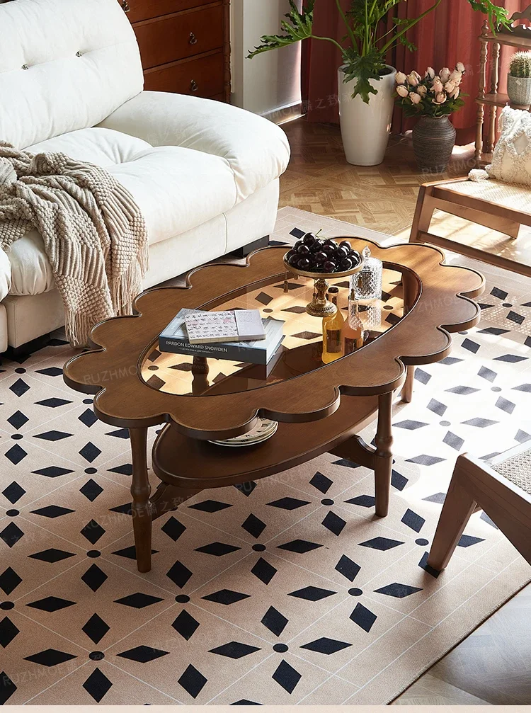 Овальный журнальный столик в стиле ретро для гостиной, двойной кружевной деревянный журнальный столик из цельного дерева
Овальный журнальный столик в стиле ретро для гостиной, двойной кружевной деревянный журнальный столик из цельного дерева