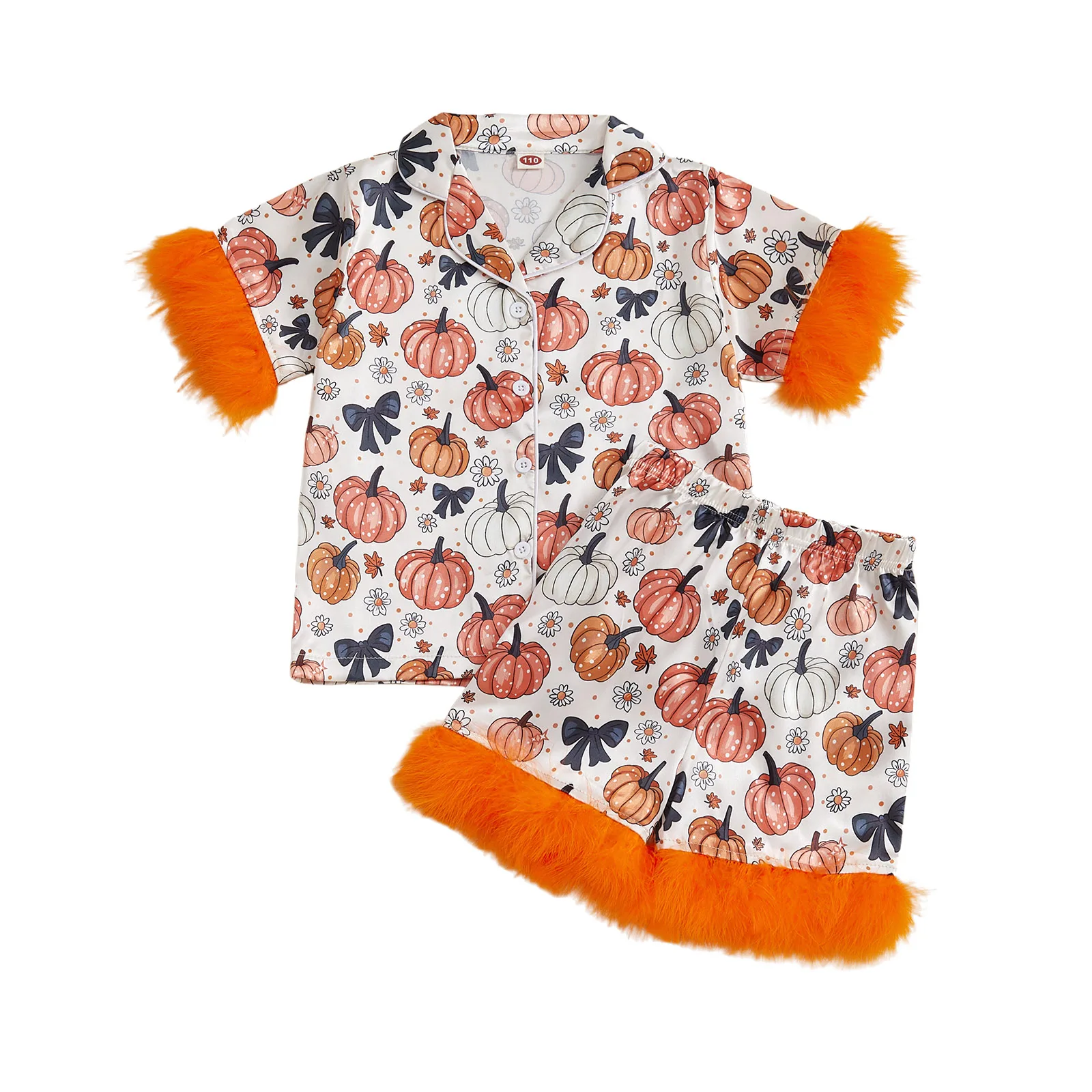 Kids Girls Halloween Pajamas Set Pumpkin Print Short Sleeve Shirts Tops Elastic Waist Shorts 2 Pieces Lounge Suit
Kids Girls Halloween Pajamas Set Pumpkin Print Short Sleeve Shirts Tops Elastic Waist Shorts 2 Pieces Lounge Suit