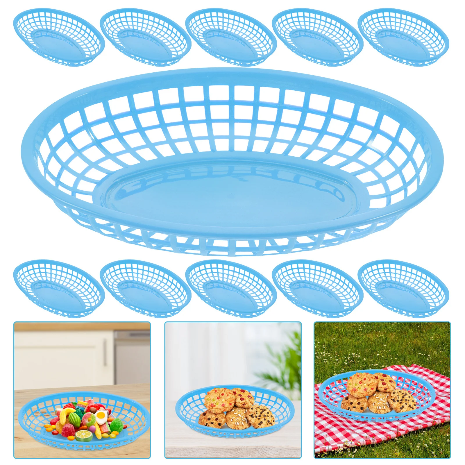12pcs Oval Food Baskets Plastic Fast Food Serving Tray For Snack Fruit Fry Storage Lightweight Reusable Kitchen Accessories
12pcs Oval Food Baskets Plastic Fast Food Serving Tray For Snack Fruit Fry Storage Lightweight Reusable Kitchen Accessories