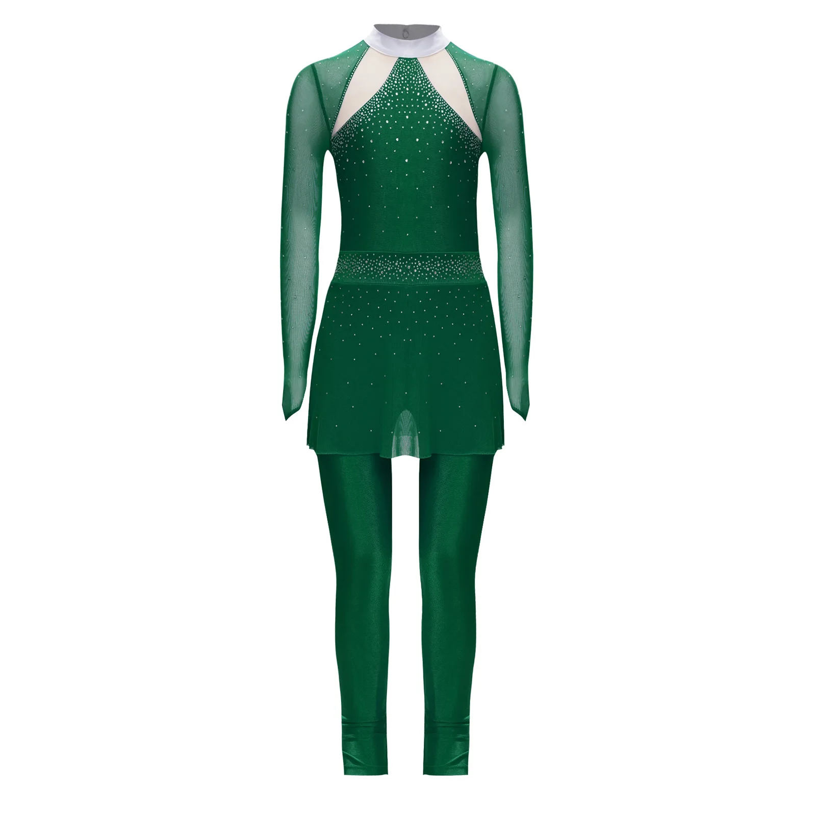 Kids Girls Latin Dance Jumpsuit Figure Skating Skirted Long Sleeve Mesh Dance Bodysuit Glittery Rhinestones Performance Leotard
Kids Girls Latin Dance Jumpsuit Figure Skating Skirted Long Sleeve Mesh Dance Bodysuit Glittery Rhinestones Performance Leotard