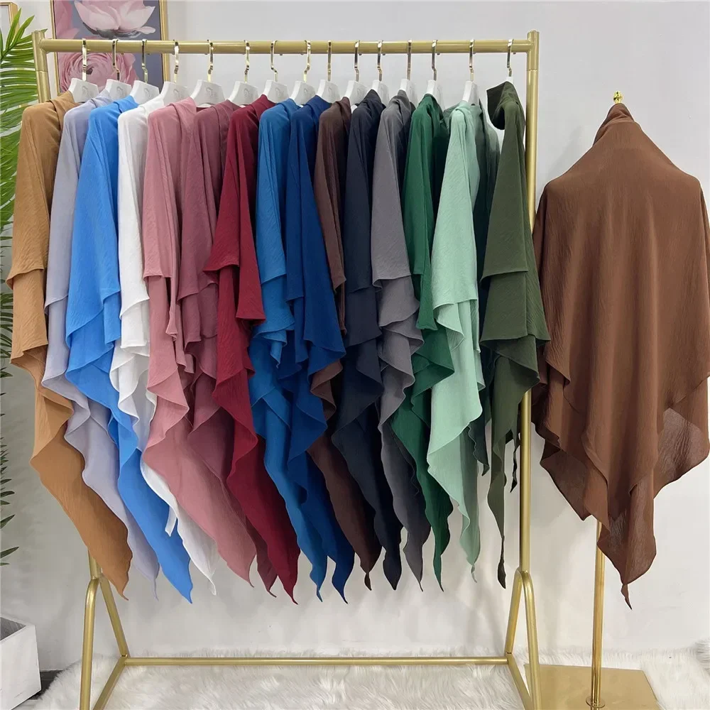 Hijabs Two Layers Long Khimar Muslim Women Prayer Garment Headcover Headscarf Niqab Dubai Islamic Clothing Ramadan Eid Headdress
Hijabs Two Layers Long Khimar Muslim Women Prayer Garment Headcover Headscarf Niqab Dubai Islamic Clothing Ramadan Eid Headdress