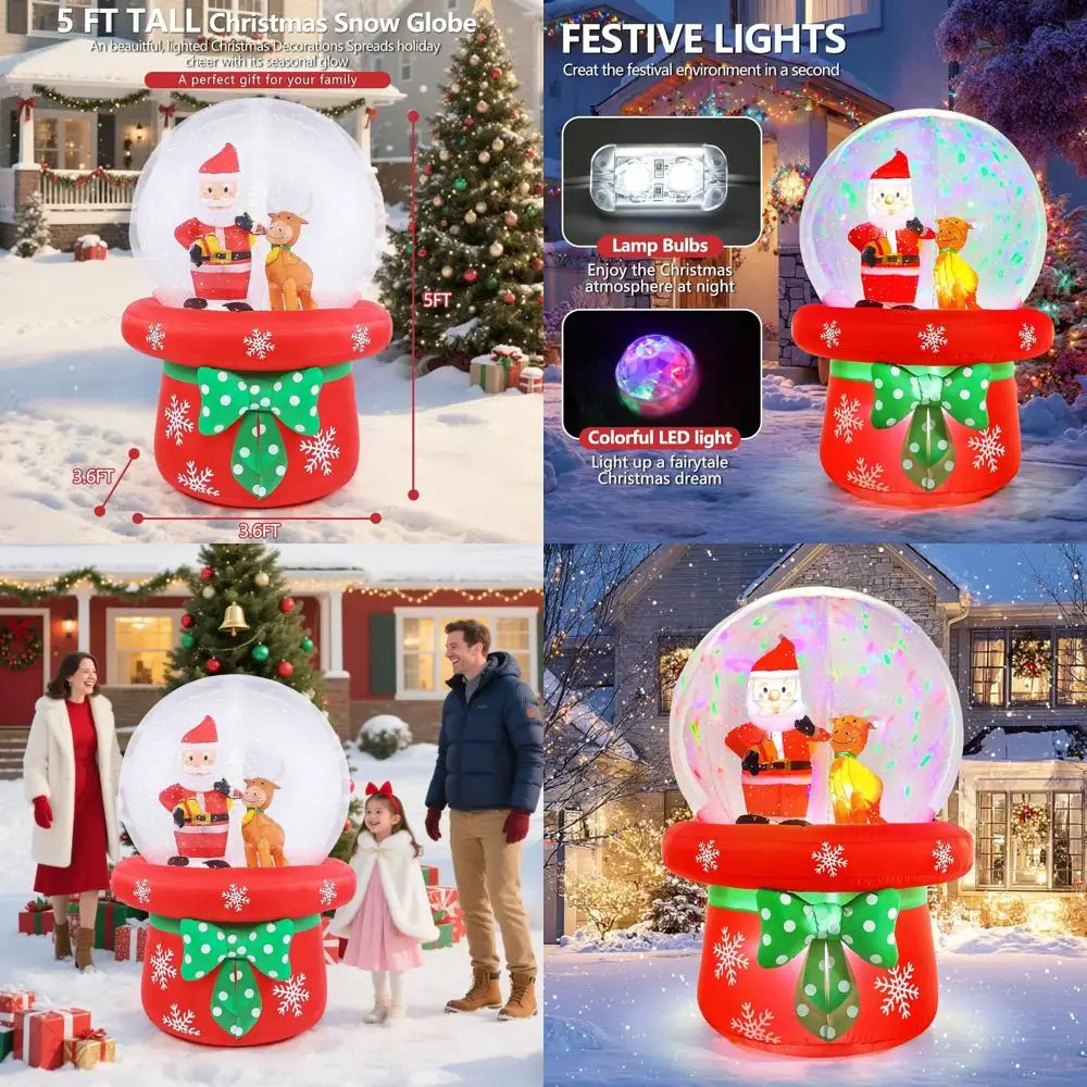 5FT Santa & Reindeer Snow Globe Inflatable Outdoor Christmas Decoration with Rotating Lights
5FT Santa & Reindeer Snow Globe Inflatable Outdoor Christmas Decoration with Rotating Lights