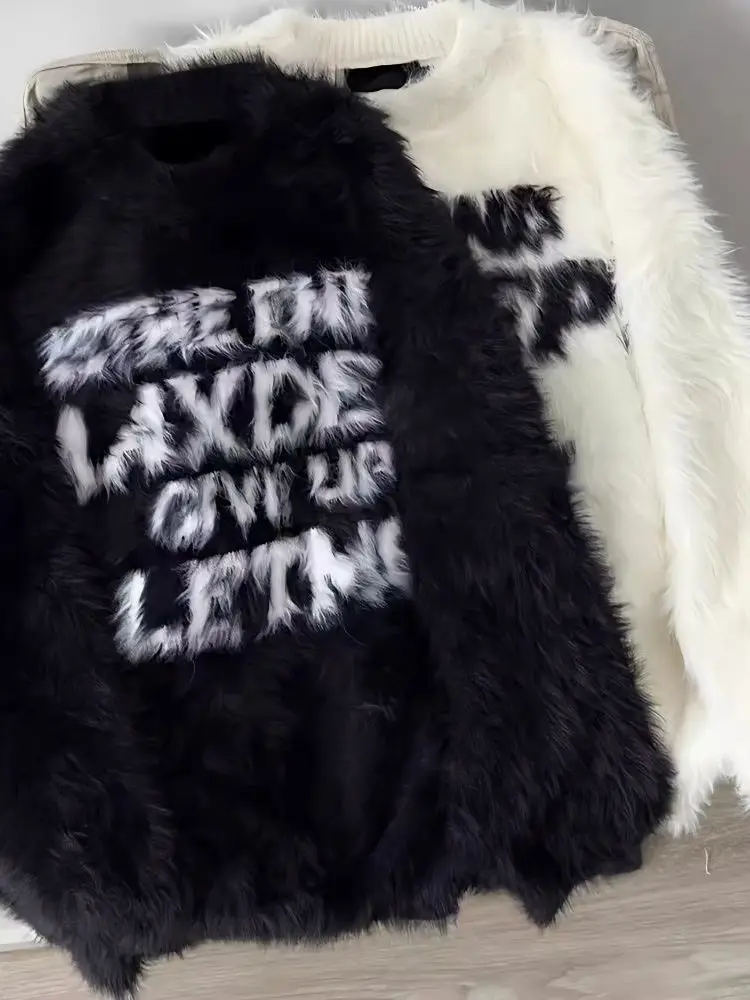 Вязаный свитер для пар в стиле ретро в американском стиле для мужчин и женщин, осень-зима, буква из искусственной норки, ленивый Sle, длинный свек, круглый, теплый
Вязаный свитер для пар в стиле ретро в американском стиле для мужчин и женщин, осень-зима, буква из искусственной норки, ленивый Sle, длинный свек, круглый, теплый