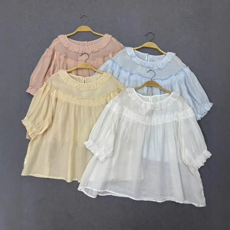 Johnature Summer New Casual Lace Collar Short Sleeve Ramie Shirt Women 2025 New Solid Color Puff Sleeve Tops
Johnature Summer New Casual Lace Collar Short Sleeve Ramie Shirt Women 2025 New Solid Color Puff Sleeve Tops