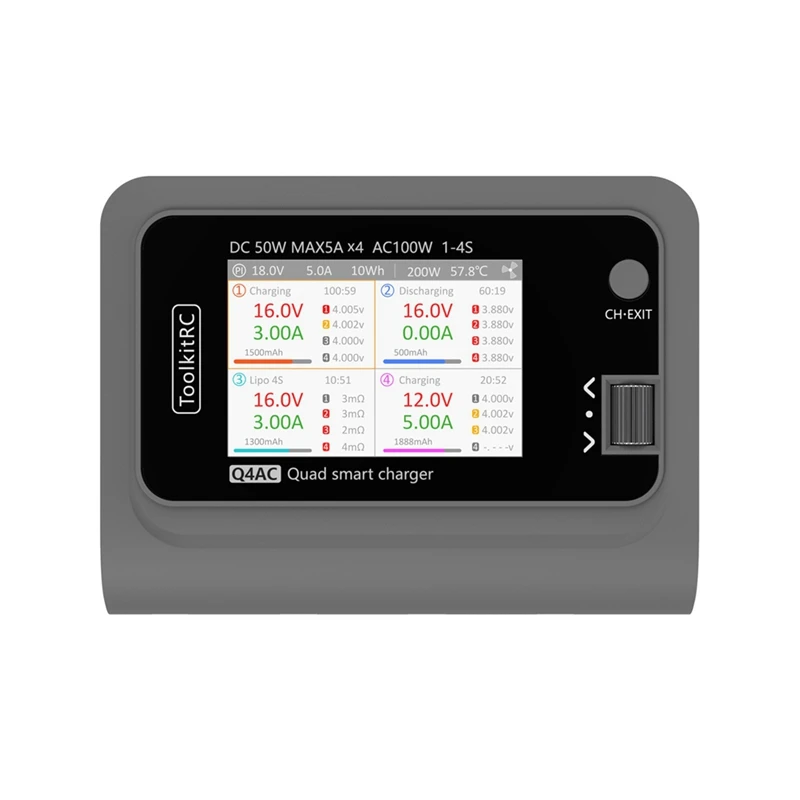 Toolkitrc Q4AC Smart Balance Charger AC100W 4 Port Smart Charger XT60 To XT30 For 1-4S Lipo Battery FPV Racing Drone EU Plug
Toolkitrc Q4AC Smart Balance Charger AC100W 4 Port Smart Charger XT60 To XT30 For 1-4S Lipo Battery FPV Racing Drone EU Plug