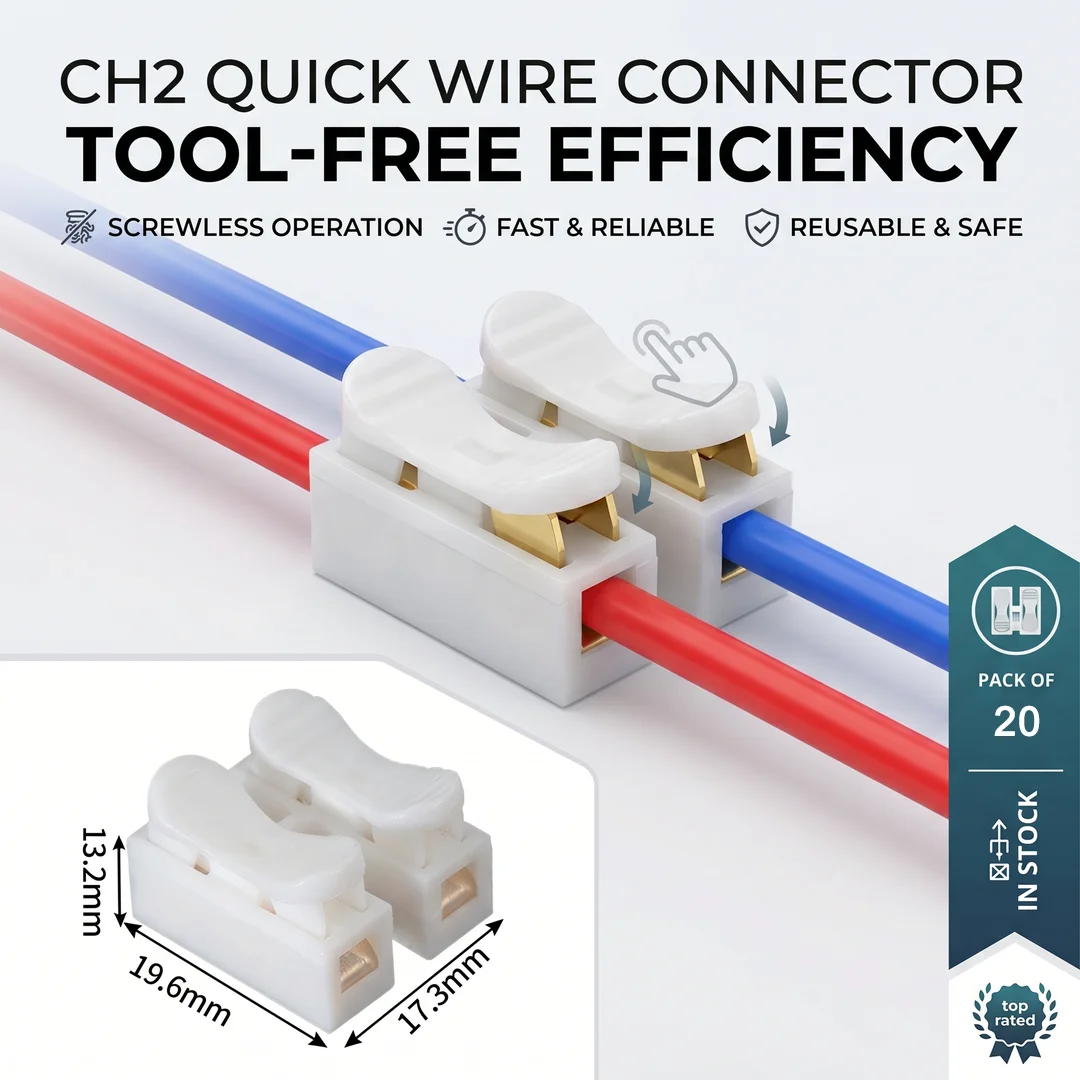 20pcs No Solding Welding Quick 2P Cable Wire Connector No Screw Terminal Block Spring Clamp
20pcs No Solding Welding Quick 2P Cable Wire Connector No Screw Terminal Block Spring Clamp
