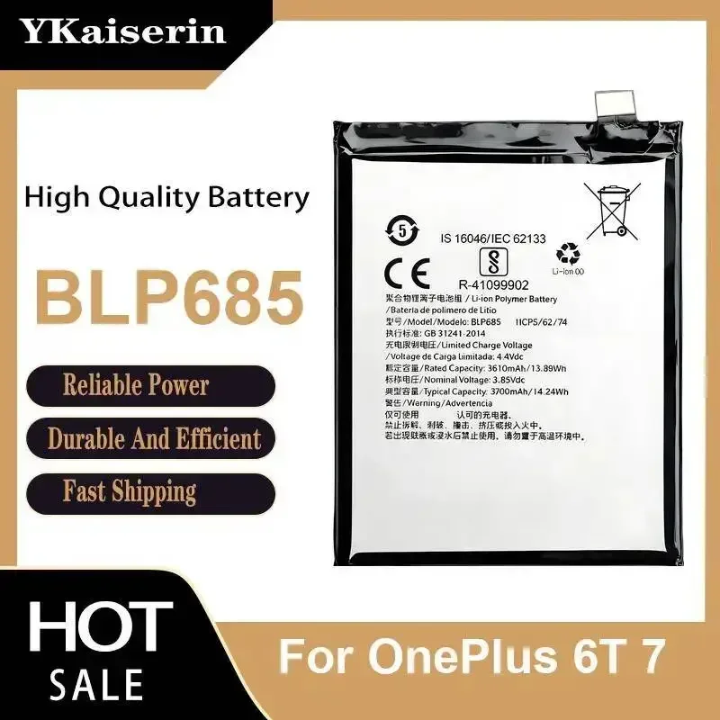 Long Lasting For Oneplus 6T 7 High Quality 3700mAh Mobile Phone Battery BLP685
Long Lasting For Oneplus 6T 7 High Quality 3700mAh Mobile Phone Battery BLP685