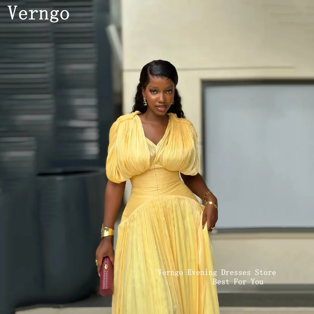 Verngo Luxury Yellow Shiny Mini Evening Dress V Neck Tight Pleated Prom Gowns Short Sleeves Formal Occasion Dresses Customized
Verngo Luxury Yellow Shiny Mini Evening Dress V Neck Tight Pleated Prom Gowns Short Sleeves Formal Occasion Dresses Customized