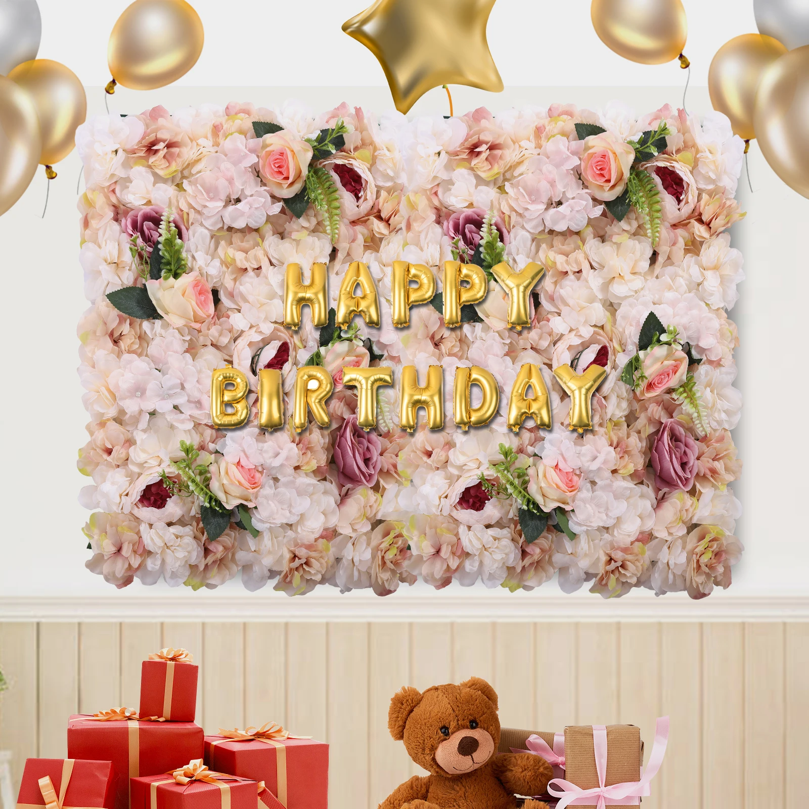 Artificial Flower Wall Backdrop, 6Pcs Champagne Pink Yellow Peony Rose Leaf Artificial Flower Wall for Wedding Party Home Decor
Artificial Flower Wall Backdrop, 6Pcs Champagne Pink Yellow Peony Rose Leaf Artificial Flower Wall for Wedding Party Home Decor