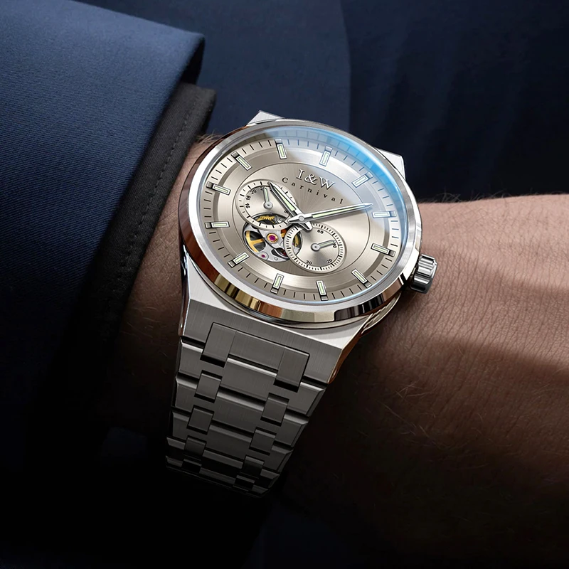 Carnival Brand I&W High-End Series MIYOTA Movement Mechanical Watch Men Stainless Steel Sapphire HD Luminous Tourbillon Watches
Carnival Brand I&W High-End Series MIYOTA Movement Mechanical Watch Men Stainless Steel Sapphire HD Luminous Tourbillon Watches