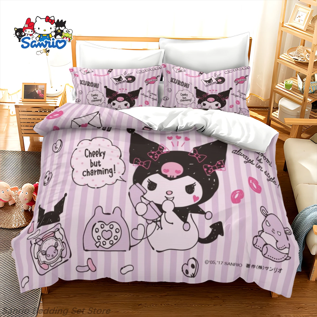 Sanrio Kuromi Bedding Set Kawaii Anime Kuromi Duvet Cover with 2 Pillowcases for Girls Teens Room Decor Birthday Gift Queen King
Sanrio Kuromi Bedding Set Kawaii Anime Kuromi Duvet Cover with 2 Pillowcases for Girls Teens Room Decor Birthday Gift Queen King