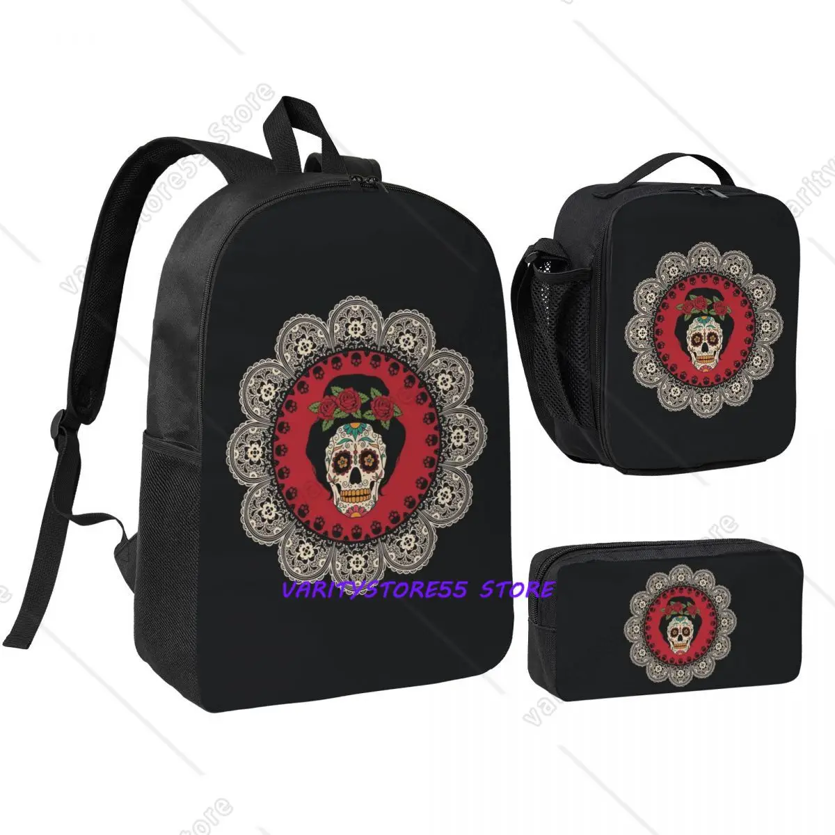 Mexican Skull Woman Backpack Boys Girls BookBag School Bag Shoulder Bags 3ps Insulated Lunch Bag Pencil Case
Mexican Skull Woman Backpack Boys Girls BookBag School Bag Shoulder Bags 3ps Insulated Lunch Bag Pencil Case
