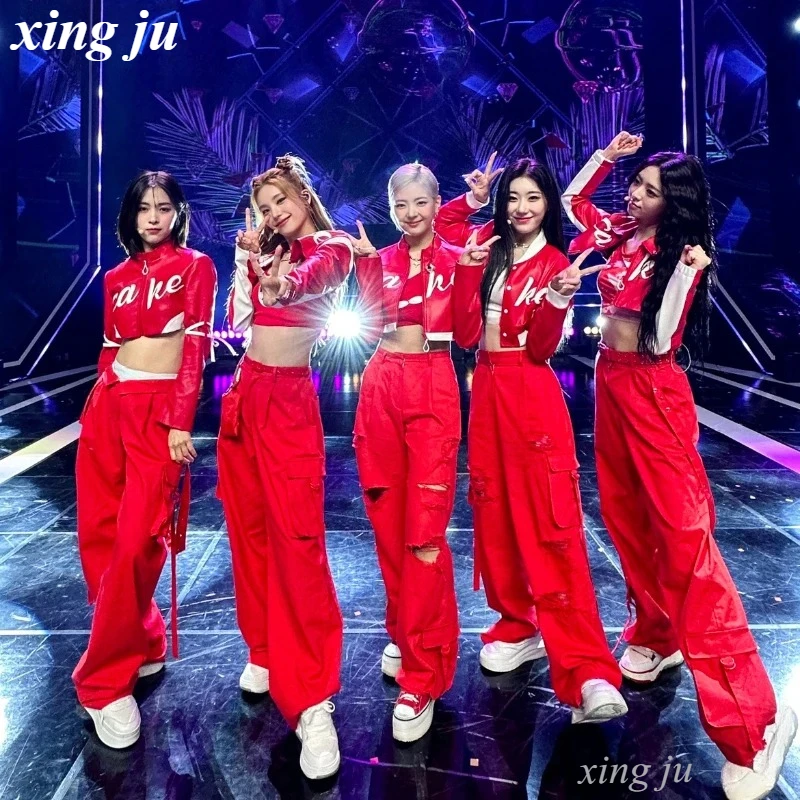 Kpop Women Group Outfit Jazz Dance Costume Sexy Red Zipper Jackets Straight Wide Leg Pants Performance Clothes Korean Stage Wear
Kpop Women Group Outfit Jazz Dance Costume Sexy Red Zipper Jackets Straight Wide Leg Pants Performance Clothes Korean Stage Wear