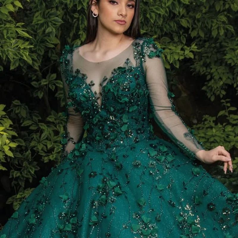 Customized Shiny blackish green Off Shoulder Quinceanera Dress Tull crystal beads 3D flower applique vestidos de 15 Quinceanera
Customized Shiny blackish green Off Shoulder Quinceanera Dress Tull crystal beads 3D flower applique vestidos de 15 Quinceanera