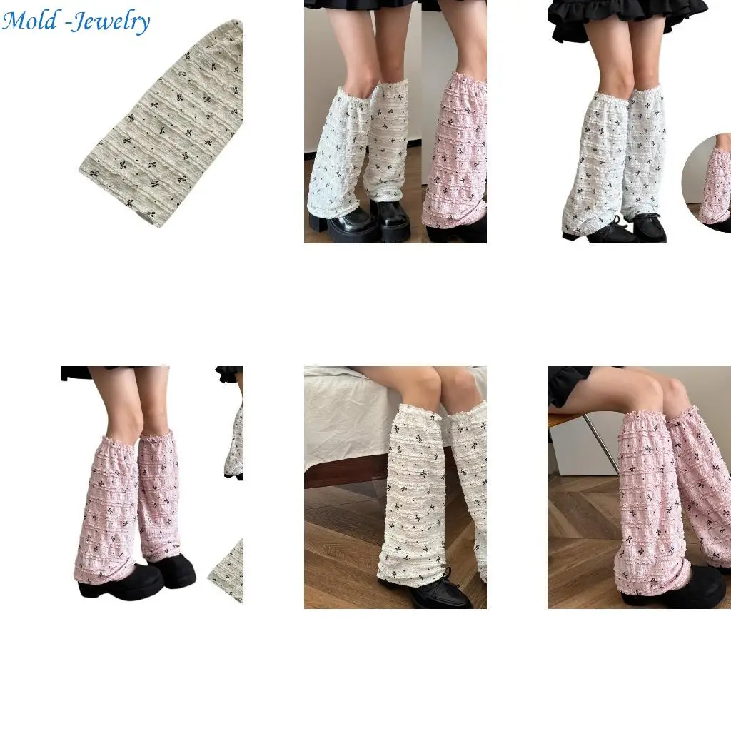 69HB Women Bowknot Print Leg Warmer Sweet Footless Socks Ruffle Lace Trim Leg Cover 
69HB Women Bowknot Print Leg Warmer Sweet Footless Socks Ruffle Lace Trim Leg Cover