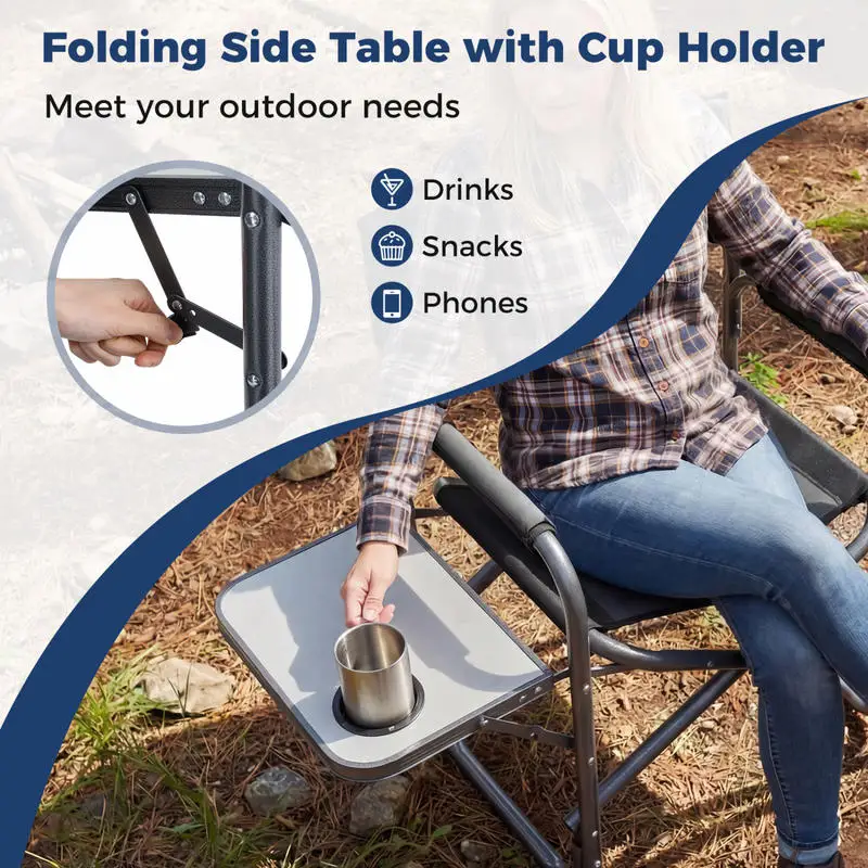 Lightweight Folding Camping Chair with Side Table-Black
Lightweight Folding Camping Chair with Side Table-Black