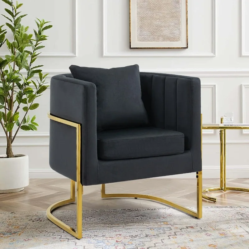 Black velvet chairs, modern bucket armchairs, padded club armchairs with pillows and gold bases
Black velvet chairs, modern bucket armchairs, padded club armchairs with pillows and gold bases