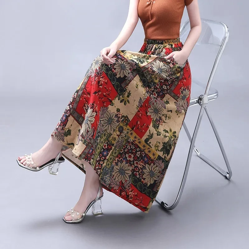 Flowers Cotton Linen Skirts For Women Summer NEW Elastic High Waist Retro A-line Skirts Korean Loose Print Ladies Long Skirt 4XL
Flowers Cotton Linen Skirts For Women Summer NEW Elastic High Waist Retro A-line Skirts Korean Loose Print Ladies Long Skirt 4XL