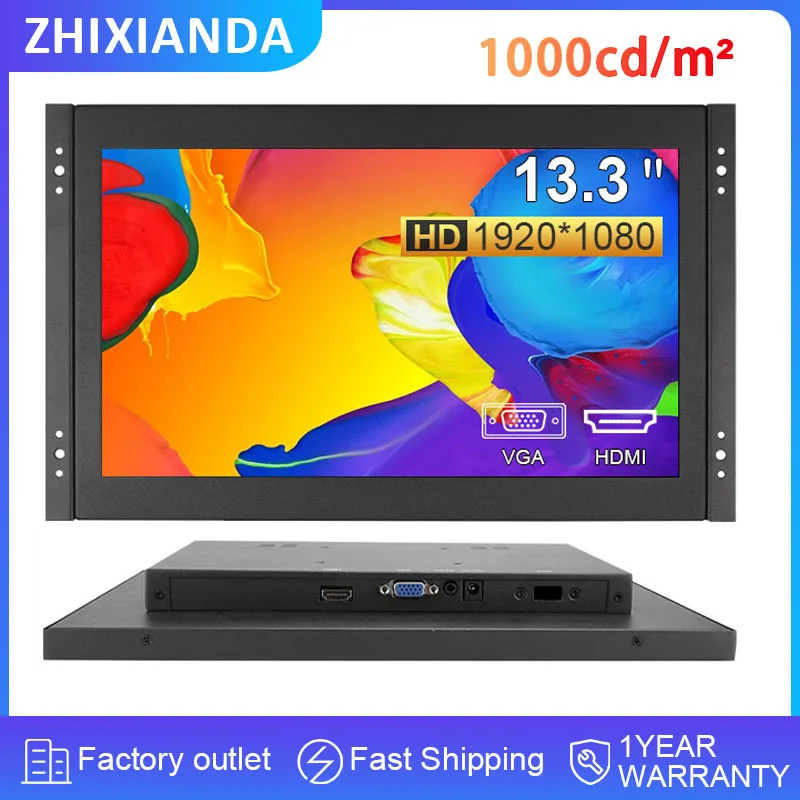 Outdoor High Brightness 1000NIT13.3 Inch 1920*1080 FHD IPS Open Frame Resistive/Capacitive Touch Screen Monitor VESA/Wall Mount
Outdoor High Brightness 1000NIT13.3 Inch 1920*1080 FHD IPS Open Frame Resistive/Capacitive Touch Screen Monitor VESA/Wall Mount