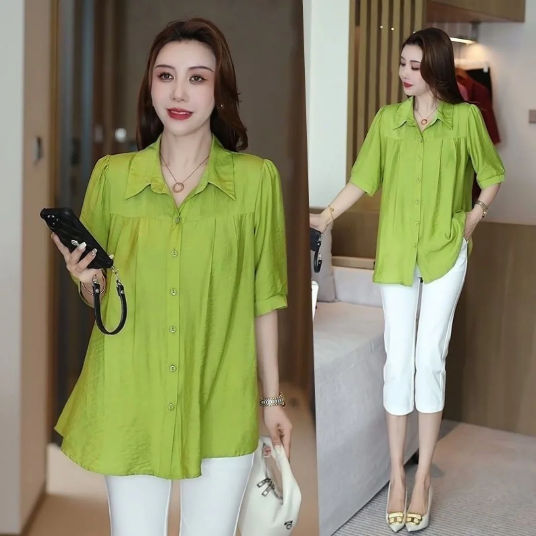 Plus Size Women Casual Soft Comfortable Top Loose Solid Color Turn-Down Collar Short Sleeve Shirt&Blouses OL Female Summer Shirt
Plus Size Women Casual Soft Comfortable Top Loose Solid Color Turn-Down Collar Short Sleeve Shirt&Blouses OL Female Summer Shirt