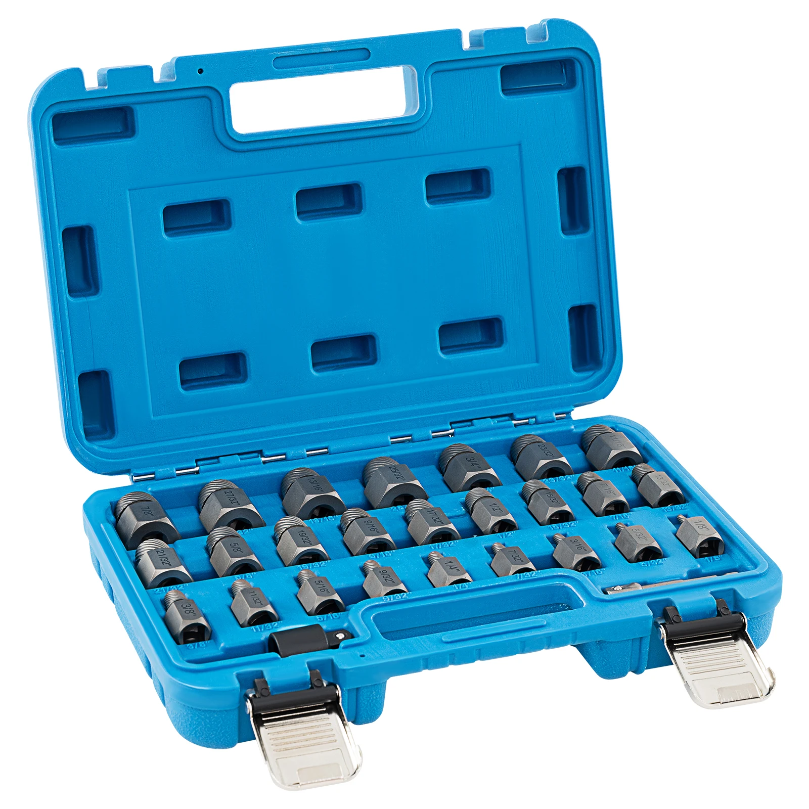 27 PCS Multi-Spline Screw Extractor Set with 3/ 8” Drive Hex Head Bolt Remover
27 PCS Multi-Spline Screw Extractor Set with 3/ 8” Drive Hex Head Bolt Remover