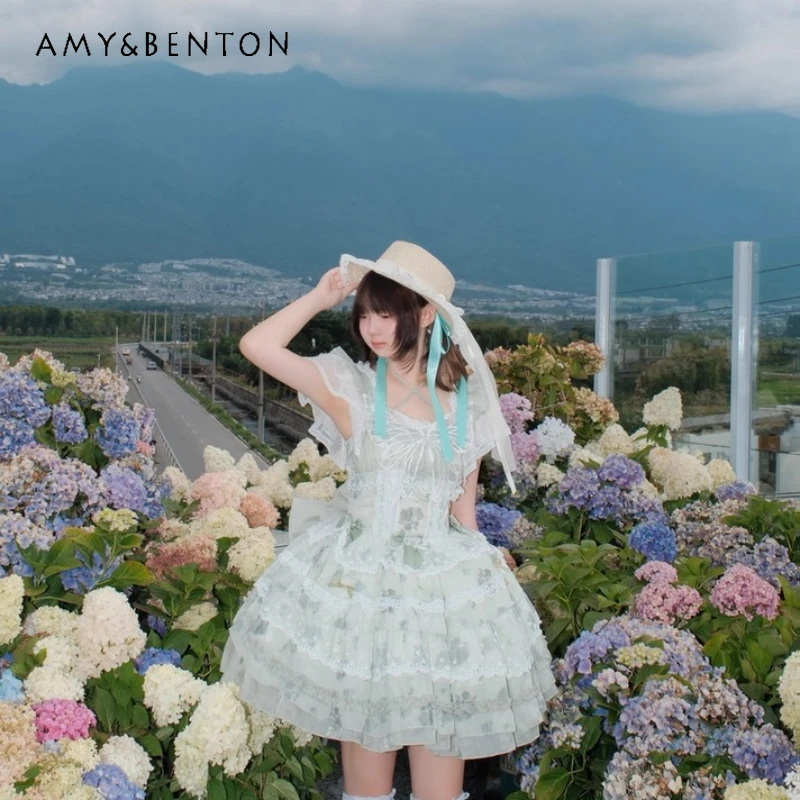 2025 Summer New Lolita White Green Bow Dress Original Design Fresh Sweet Cute Kawaii Age Reduction Princess Puffy Dresses Ladies
2025 Summer New Lolita White Green Bow Dress Original Design Fresh Sweet Cute Kawaii Age Reduction Princess Puffy Dresses Ladies