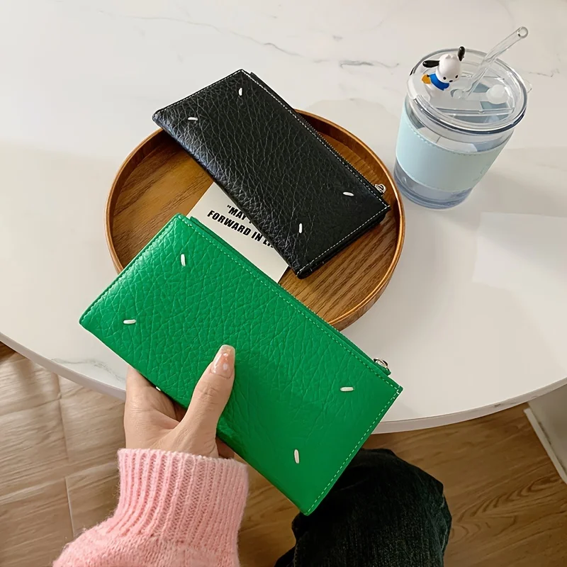 Solid Coor Bifold Coin Purse, Minimalist Clutch Long Wallet For Women, With Card Slots
Solid Coor Bifold Coin Purse, Minimalist Clutch Long Wallet For Women, With Card Slots